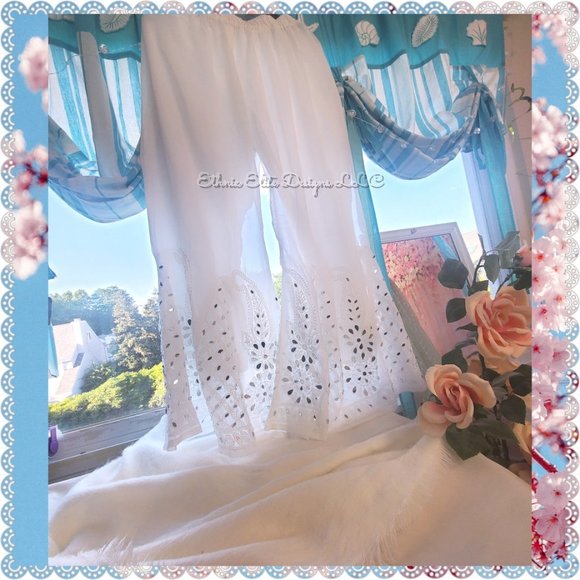 New Indian Lucknow Chikankari Art Mirror Work Sharara Pants For Womens - Picture 4 of 12